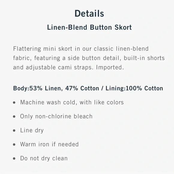 Abercrombie & Fitch Green Stripe Linen-Blend Button Skort size Small Petite - Picture 8 of 8